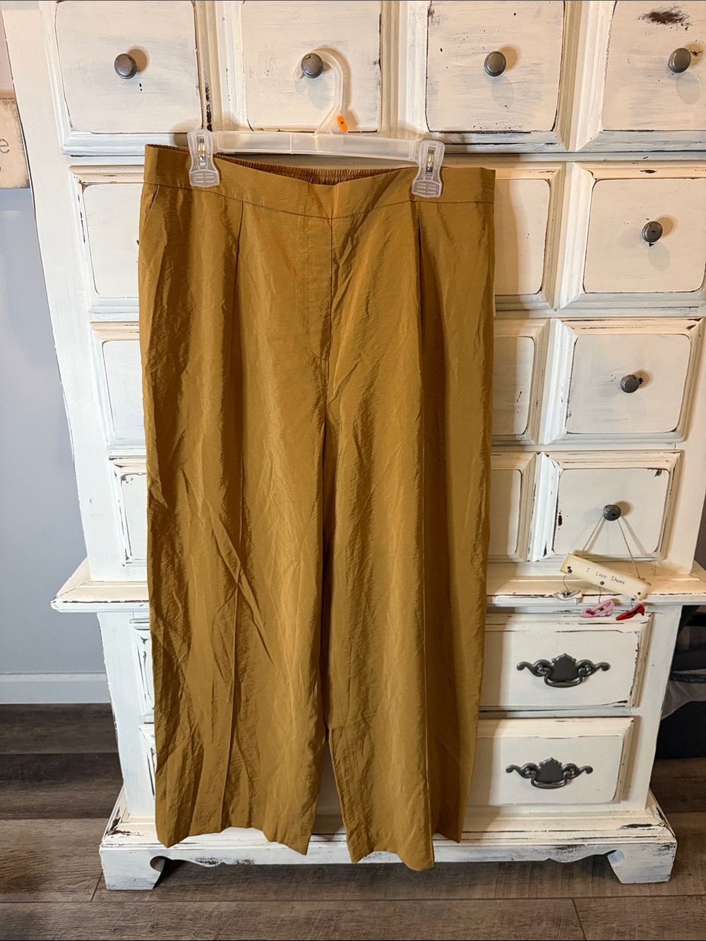 Anne Klein Wide-Leg Casual Pants in Mustard